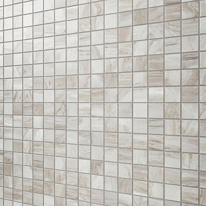 2x2 Platinum Straight Joint  Mosaic Marble-Look Matte Smooth Porcelain Tile Soft Cream Gray