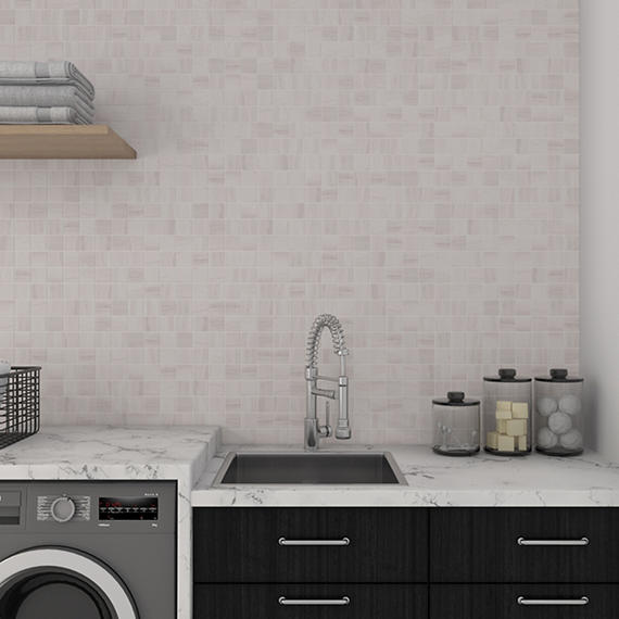 2x2 Platinum Straight Joint  Mosaic Marble-Look Matte Smooth Porcelain Tile Soft Cream Gray