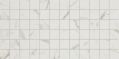 2x2 Platinum Straight Joint  Mosaic Marble-Look Matte Smooth Porcelain Tile White Gray Mix
