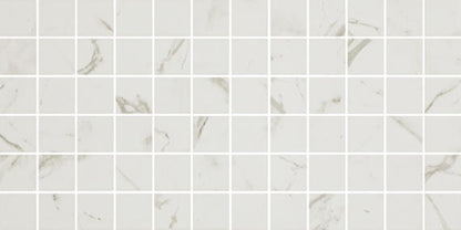 2x2 Platinum Straight Joint  Mosaic Marble-Look Matte Smooth Porcelain Tile White Gray Mix