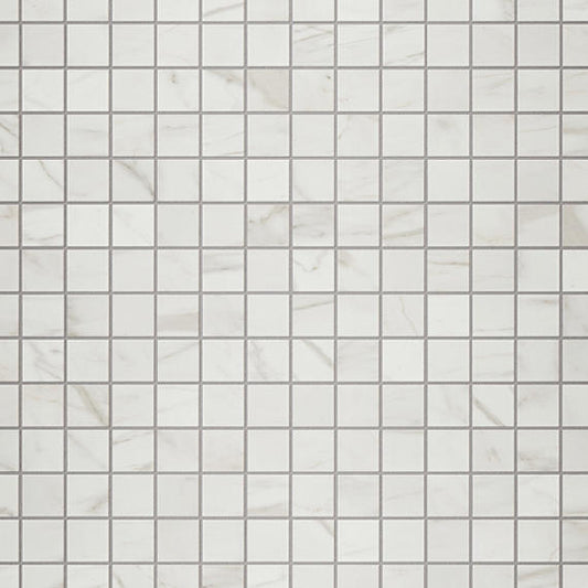 2x2 Platinum Straight Joint  Mosaic Marble-Look Matte Smooth Porcelain Tile White Gray Mix
