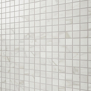 White Gray Mix - 12x24 Platinum Straight Joint Mosaic Marble-Look Matte Smooth Porcelain Tile