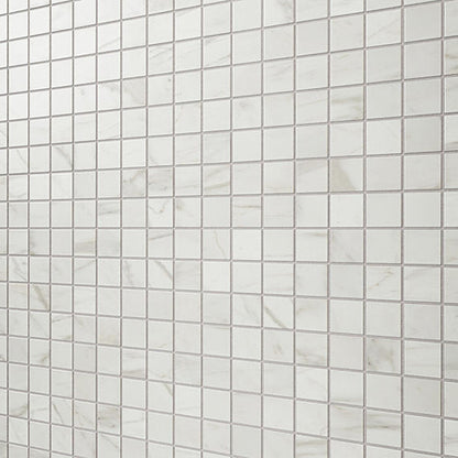 2x2 Platinum Straight Joint  Mosaic Marble-Look Matte Smooth Porcelain Tile White Gray Mix