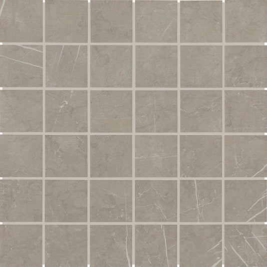 2x2 Platinum Straight Joint  Mosaic Marble-Look Matte Smooth Porcelain Tile Warm Gray