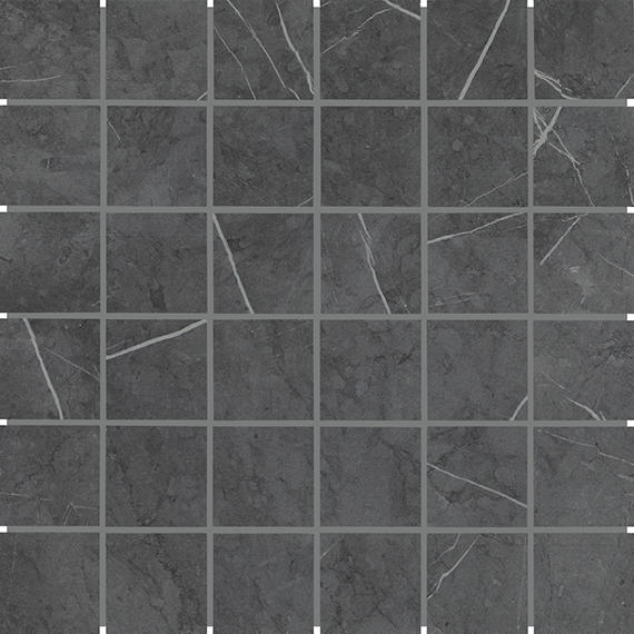 2x2 Platinum Straight Joint  Mosaic Marble-Look Matte Smooth Porcelain Tile Dark Gray