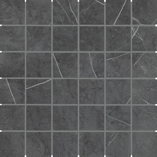 2x2 Platinum Straight Joint  Mosaic Marble-Look Matte Smooth Porcelain Tile Dark Gray