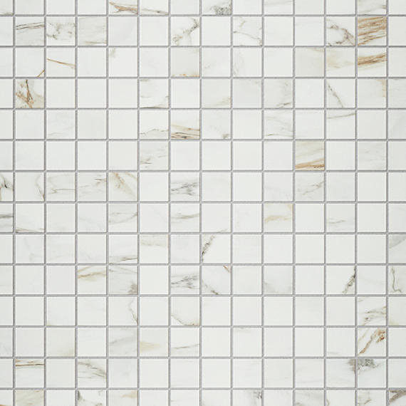 2x2 Platinum Straight Joint  Mosaic Marble-Look Matte Smooth Porcelain Tile White Gold
