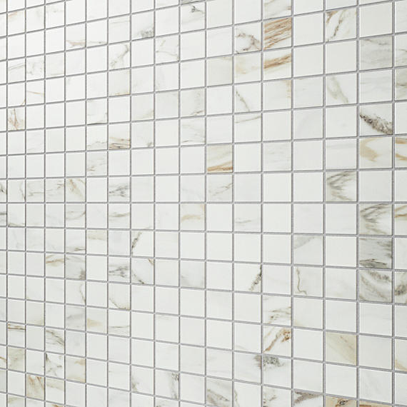 2x2 Platinum Straight Joint  Mosaic Marble-Look Matte Smooth Porcelain Tile White Gold