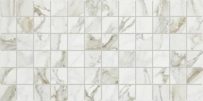2x2 Platinum Straight Joint  Mosaic Marble-Look Matte Smooth Porcelain Tile White Gold