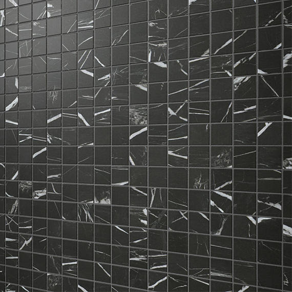 2x2 Platinum Straight Joint  Mosaic Marble-Look Matte Smooth Porcelain Tile Black White