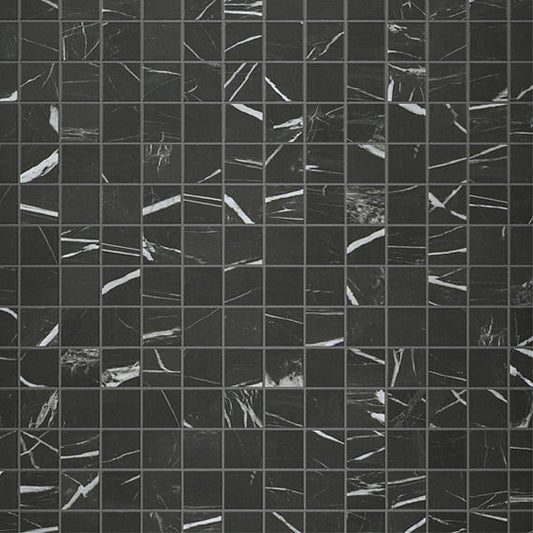 2x2 Platinum Straight Joint  Mosaic Marble-Look Matte Smooth Porcelain Tile Black White