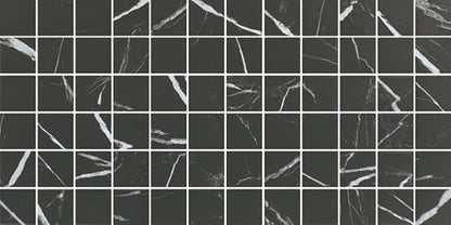 2x2 Platinum Straight Joint  Mosaic Marble-Look Matte Smooth Porcelain Tile Black White
