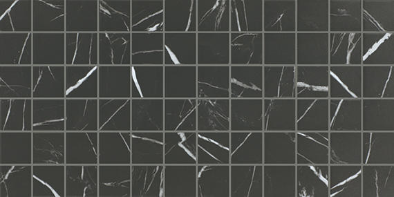 2x2 Platinum Straight Joint  Mosaic Marble-Look Matte Smooth Porcelain Tile Black White