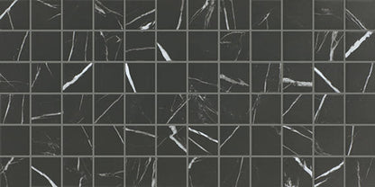 2x2 Platinum Straight Joint  Mosaic Marble-Look Matte Smooth Porcelain Tile Black White