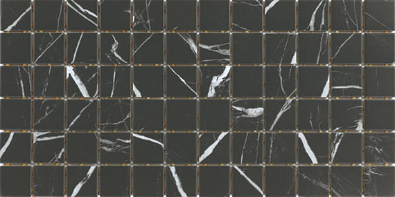 2x2 Platinum Straight Joint  Mosaic Marble-Look Matte Smooth Porcelain Tile Black White