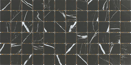 2x2 Platinum Straight Joint  Mosaic Marble-Look Matte Smooth Porcelain Tile Black White