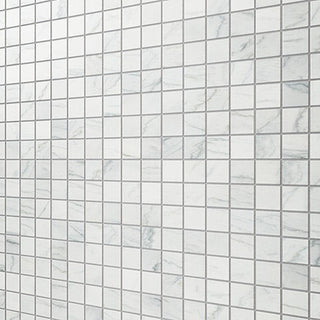 White Gray - 12x24 Platinum Straight Joint Mosaic Marble-Look Matte Smooth Porcelain Tile