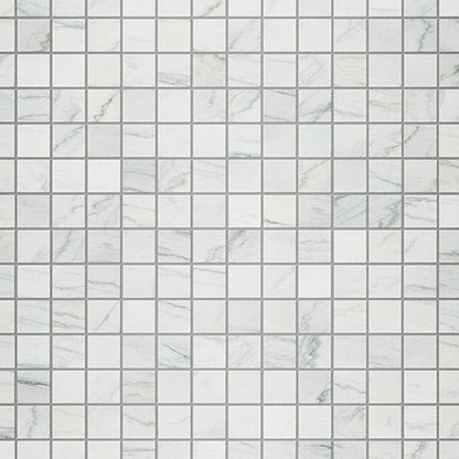 2x2 Platinum Straight Joint  Mosaic Marble-Look Matte Smooth Porcelain Tile White Gray