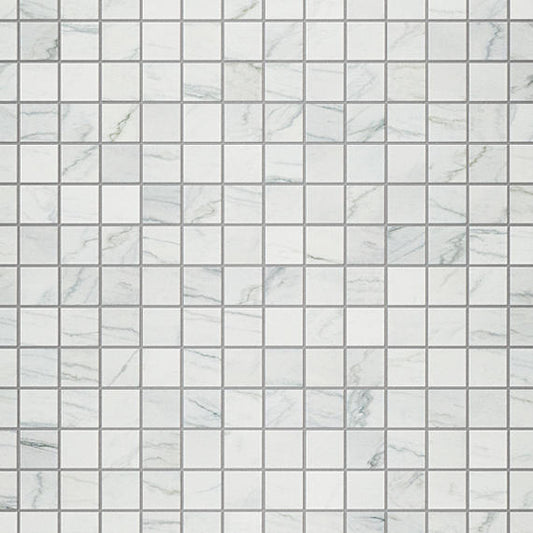 2x2 Platinum Straight Joint  Mosaic Marble-Look Matte Smooth Porcelain Tile White Gray