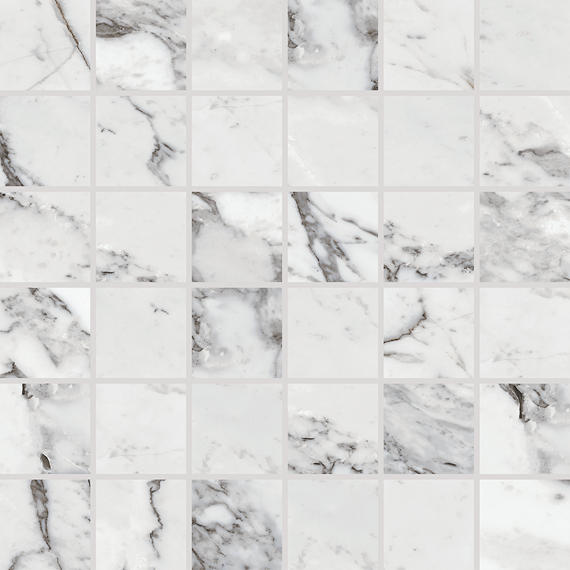 2x2 Marble Attache Lavish  Mosaic Marble-Look Matte Smooth Porcelain Tile Off White