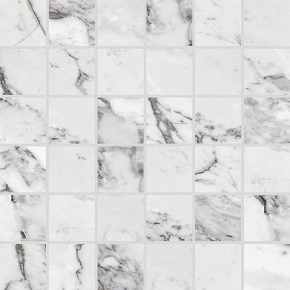 2x2 Marble Attache Lavish  Mosaic Marble-Look Matte Smooth Porcelain Tile Off White