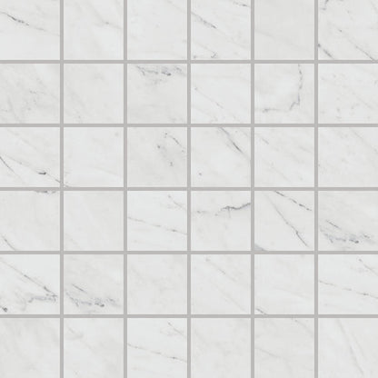 2x2 Marble Attache Lavish  Mosaic Marble-Look Matte Smooth Porcelain Tile Soft White