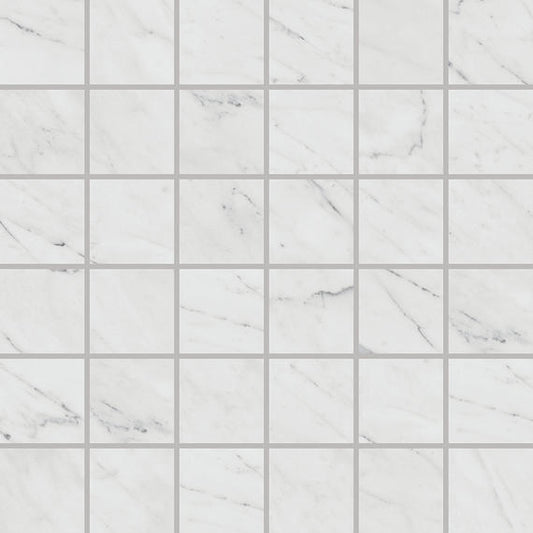 2x2 Marble Attache Lavish  Mosaic Marble-Look Matte Smooth Porcelain Tile Soft White