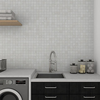 Soft White - 12x12 Marble Attache Lavish Mosaic Marble-Look Matte Smooth Porcelain Tile