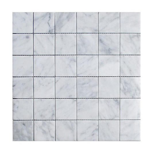 2x2 Marble  Mosaic Stone-Look Honed Smooth Marble Tile Carrara White