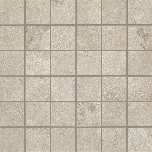 12x12 Haddonstone Straight Joint  Mosaic Stone-Look Matte Smooth Porcelain Tile Dawn Beige