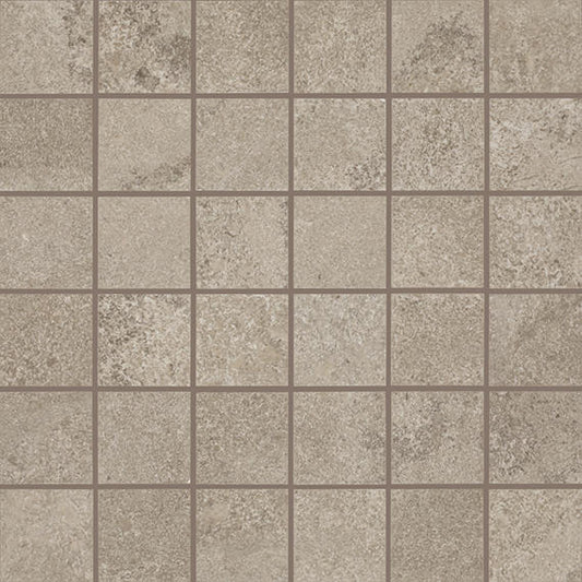 12x12 Haddonstone Straight Joint  Mosaic Stone-Look Matte Smooth Porcelain Tile Atlas Taupe