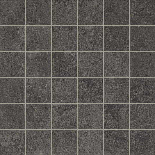 12x12 Haddonstone Straight Joint  Mosaic Stone-Look Matte Smooth Porcelain Tile Velvet Black