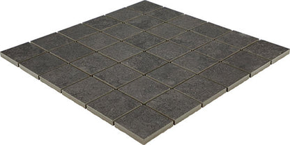 12x12 Haddonstone Straight Joint  Mosaic Stone-Look Matte Smooth Porcelain Tile Velvet Black