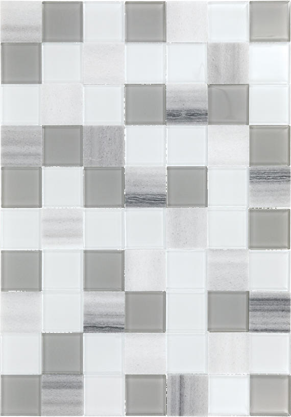 2x2 Perfit Mosaix Grid  Mosaic Marble-Look Polished Smooth Stone Tile Gray Marble