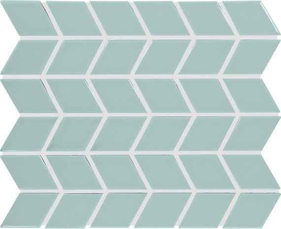 2x3 Color Wheel Retro Chevron  Mosaic Solid-Color Glossy Smooth Ceramic Tile Light Aqua