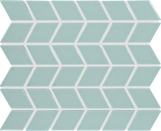 2x3 Color Wheel Retro Chevron  Mosaic Solid-Color Glossy Smooth Ceramic Tile Light Aqua