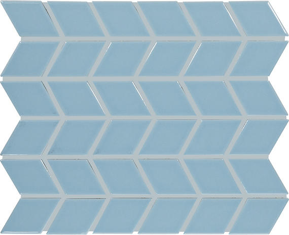 2x3 Color Wheel Retro Chevron  Mosaic Solid-Color Glossy Smooth Ceramic Tile Light Blue