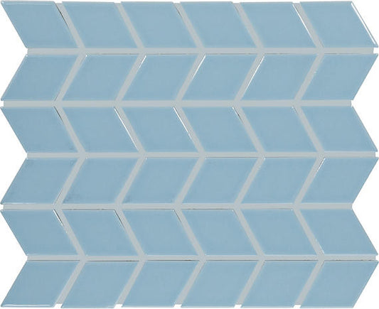 2x3 Color Wheel Retro Chevron  Mosaic Solid-Color Glossy Smooth Ceramic Tile Light Blue