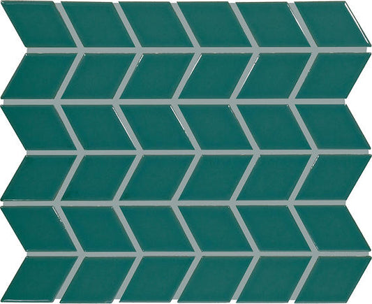 2x3 Color Wheel Retro Chevron  Mosaic Solid-Color Glossy Smooth Ceramic Tile Green