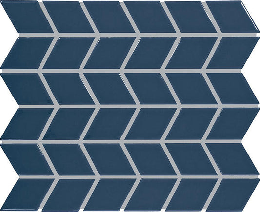2x3 Color Wheel Retro Chevron  Mosaic Solid-Color Glossy Smooth Ceramic Tile Navy Blue