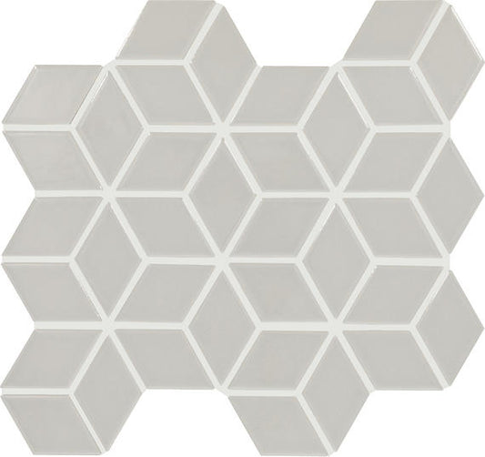 2x3 Color Wheel Retro  Mosaic Solid-Color Glossy 3D-Geometric Cube Ceramic Tile Light Gray