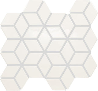 Soft White - 12x13 Color Wheel Retro Mosaic Solid-Color Matte Geometric Cube Ceramic Tile
