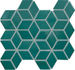 12x13 Color Wheel Retro Mosaic Solid-Color Glossy Geometric Cube Ceramic Tile
