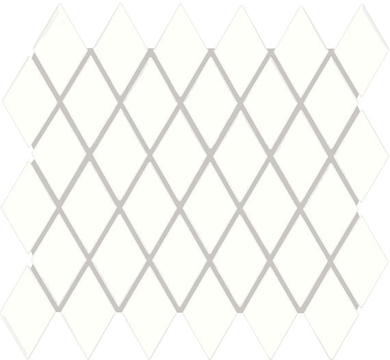 2x3 Color Story Mosaics Diamond  Mosaic Solid-Color Glossy Smooth Ceramic Tile Pure White