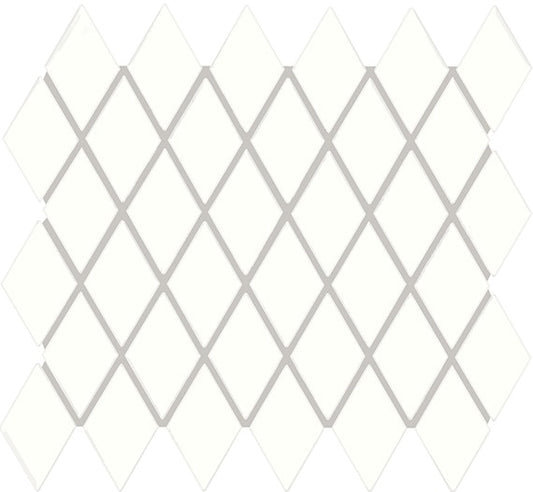 2x3 Color Story Mosaics Diamond  Mosaic Solid-Color Glossy Smooth Ceramic Tile Pure White