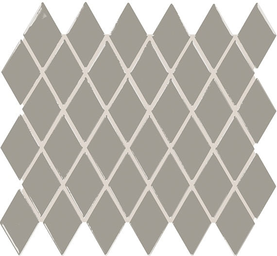 2x3 Color Story Mosaics Diamond  Mosaic Solid-Color Glossy Smooth Ceramic Tile Slate Gray