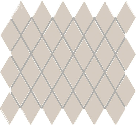 2x3 Color Story Mosaics Diamond  Mosaic Solid-Color Glossy Smooth Ceramic Tile Light Cream