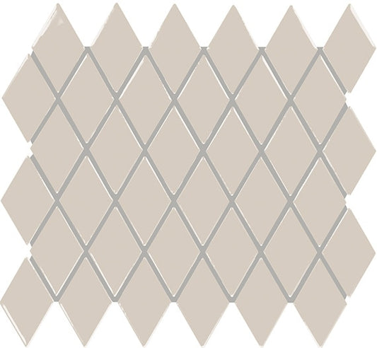 2x3 Color Story Mosaics Diamond  Mosaic Solid-Color Glossy Smooth Ceramic Tile Light Cream