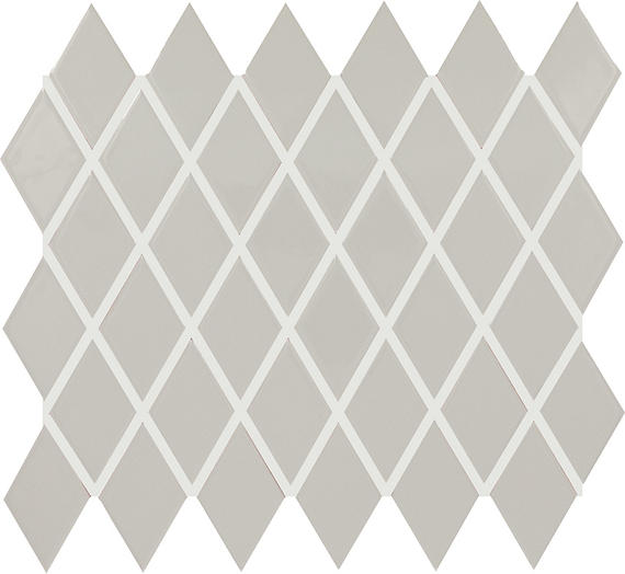 2x3 Color Wheel Retro Diamond  Mosaic Solid-Color Glossy Smooth Ceramic Tile Light Gray