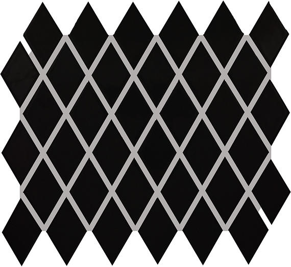 2x3 Color Wheel Retro Diamond  Mosaic Solid-Color Matte Smooth Ceramic Tile Black